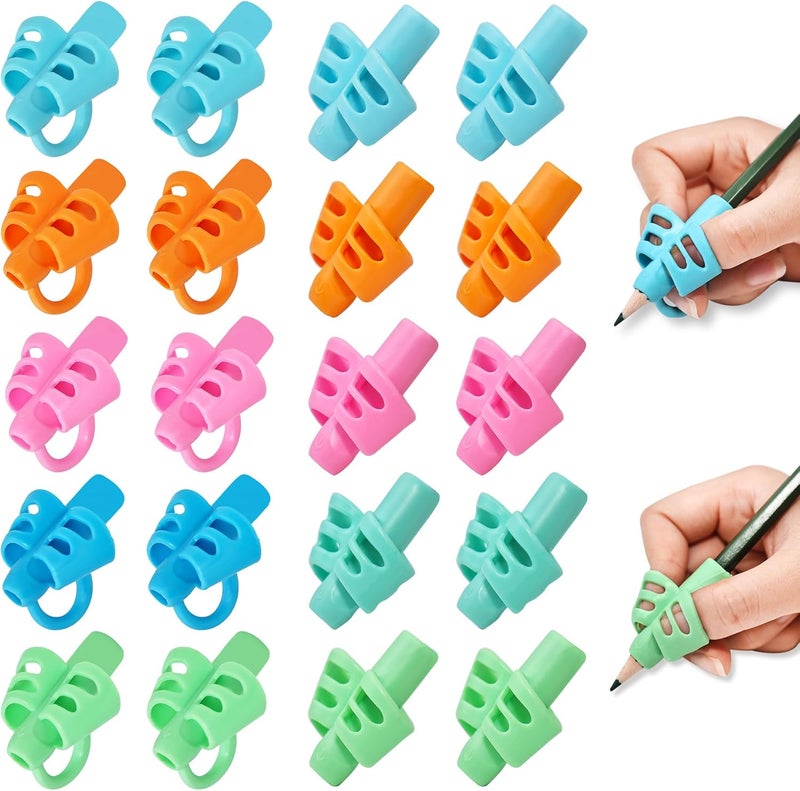 KIGEAPUEL 20 Pcs Pencil Grips for Kids Handwriting Pencil Holders Grippers for Kids, Writing Posture Correction Tools for Toddlers, Special Needs Silicone Pencil Supplies for Kindergarten Preschoolers（Mixcolor） - Image 1